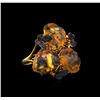 Image 2 : 18KT Yellow Gold  18.26ctw Fire Opal, Blue Sapphire and Ruby Ring