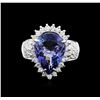 Image 1 : 14KT White Gold 7.39ct Tanzanite and Diamond Ring