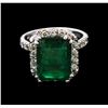 Image 1 : 4.80ct Emerald and Diamond Ring - 14KT White Gold