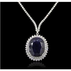 18KT and 14KT White Gold 41.84ct Sapphire and Diamond Necklace