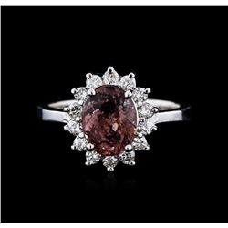 14KT White Gold 2.46ct Brown Sapphire and Diamond Ring