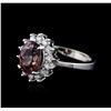Image 2 : 14KT White Gold 2.46ct Brown Sapphire and Diamond Ring