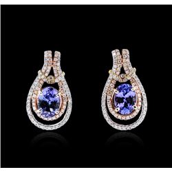 14KT Two-Tone Gold 2.38ctw Tanzanite and Diamond Earrings