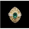 Image 1 : 14KT Yellow Gold 1.33ct Emerald and Diamond Ring