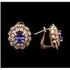 Image 2 : 14KT Rose Gold 2.64ctw Tanzanite and Diamond Earrings