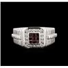Image 1 : 0.50ctw Ruby and Diamond Ring - 14KT White Gold
