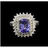 Image 1 : 2.05ct Tanzanite and Diamond Ring - 14KT White Gold