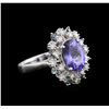 Image 2 : 3.40ct Tanzanite and Diamond Ring - 14KT White Gold