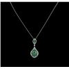 Image 1 : 3.10ctw Emerald and Diamond Pendant With Chain - 14KT White Gold