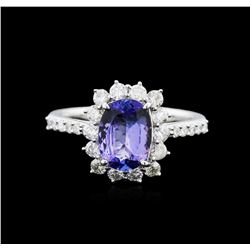 14KT White Gold 1.43ct Tanzanite and Diamond Ring