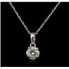 Image 1 : 14KT White Gold 0.25ct Diamond Pendant With Chain
