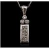 Image 2 : 18KT White Gold Princess and Diamond Pendant With Chain