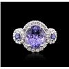 Image 1 : 14KT White Gold 3.07ct Tanzanite, Sapphire and Diamond Ring