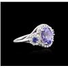 Image 2 : 14KT White Gold 3.07ct Tanzanite, Sapphire and Diamond Ring