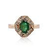 Image 1 : 14KT Rose Gold 0.94ct Emerald and Diamond Ring
