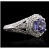 Image 2 : 14KT White Gold 1.68ct Tanzanite and Diamond Ring