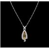 Image 1 : 10.18ct Citrine and Diamond Necklace - 14KT White Gold