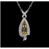 Image 2 : 10.18ct Citrine and Diamond Necklace - 14KT White Gold