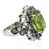 Image 2 : 18KT White Gold 9.54ct Peridot, Chrysoberyls and Diamond Ring