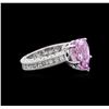 Image 2 : 3.17ct Kunzite and Diamond Ring - 14KT White Gold