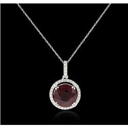 14KT White Gold 4.94ct Ruby and Diamond Pendant With Chain