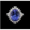 Image 1 : 14KT White Gold 3.67ct Tanzanite and Diamond Ring
