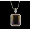 Image 1 : 14KT White Gold 28.42ct Quartz and Diamond Pendant With Chain