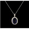 Image 1 : 7.28ct Tanzanite and Diamond Pendant With Chain - 14KT White Gold