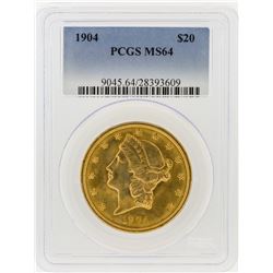 1904 PCGS MS64 $20 Liberty Head Double Eagle Gold Coin