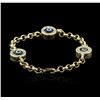 Image 2 : 14KT Yellow Gold 0.30ctw Diamond Evil Eye Bracelet