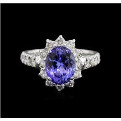 2.97ct Tanzanite and Diamond Ring - 14KT White Gold