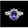 Image 1 : 2.97ct Tanzanite and Diamond Ring - 14KT White Gold