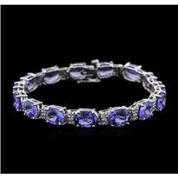 14KT White Gold 27.90ctw Tanzanite and Diamond Bracelet