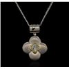 Image 1 : 0.30ct Diamond Pendant With Chain - 14KT Two-Tone Gold