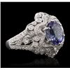 Image 2 : 18KT White Gold 3.92ct Tanzanite and Diamond Ring