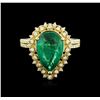 Image 1 : 14KT Yellow Gold 3.82ct Emerald and Diamond Ring