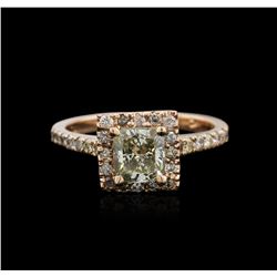 14KT Rose Gold 1.38ctw Fancy Green Diamond Ring