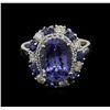Image 1 : 3.75ct Tanzanite, Sapphire and Diamond Ring - 14KT White Gold