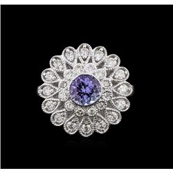 14KT White Gold 1.20ct Tanzanite and Diamond Ring