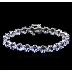 14KT White Gold 17.24ctw Tanzanite and Diamond Bracelet