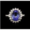 Image 1 : 14KT White Gold 3.87ct Tanzanite and Diamond Ring