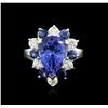 Image 1 : 14KT White Gold 4.80ct Tanzanite, Sapphire and Diamond Ring