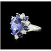 Image 2 : 14KT White Gold 4.80ct Tanzanite, Sapphire and Diamond Ring