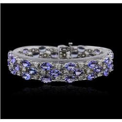 14KT White Gold 28.17ctw Tanzanite and Diamond Bracelet