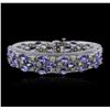 Image 1 : 14KT White Gold 28.17ctw Tanzanite and Diamond Bracelet