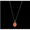 Image 2 : 14KT Yellow Gold 12.67ct Coral and Diamond Pendant With Chain