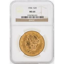 1904 NGC MS64 $20 Liberty Head Double Eagle Gold Coin