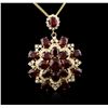 Image 1 : 14KT Yellow Gold 44.47ctw Ruby and Diamond Pendant With Chain