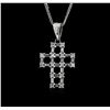 Image 1 : 14KT White Gold 0.75ctw Diamond Cross Pendant With Chain