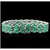 Image 2 : 14KT White Gold 28.09ctw Emerald and Diamond Bracelet